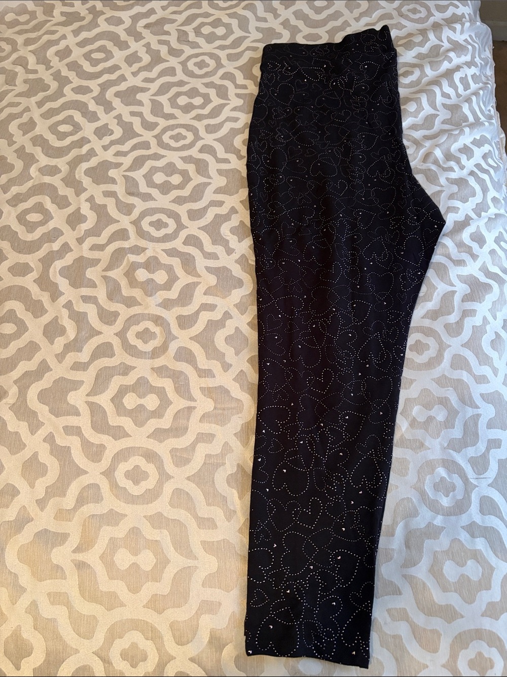 Torrid Black Leggings with Silver Studded Heart Pattern